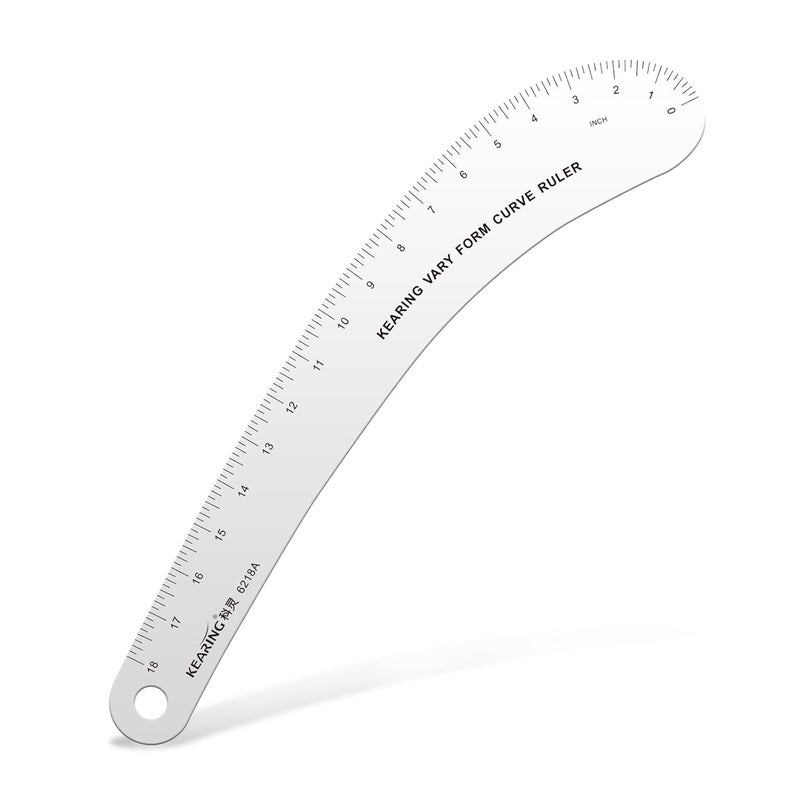 KEARING 18 inch French Curve Ruler, Hip Curve Ruler for Pattern Making, Vary Form Curve Ruler Aviation Quality Aluminum Fashion Designer's Ruler for Sewing, Quilting, Design - Image 1